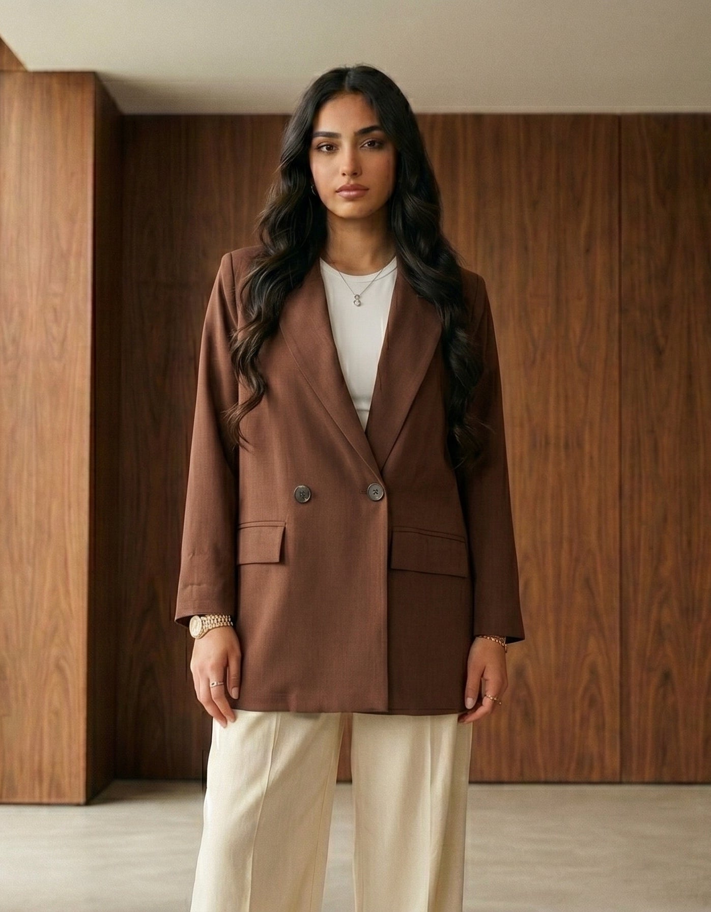 Oversized Tailored Blazer – Chocolate Brown