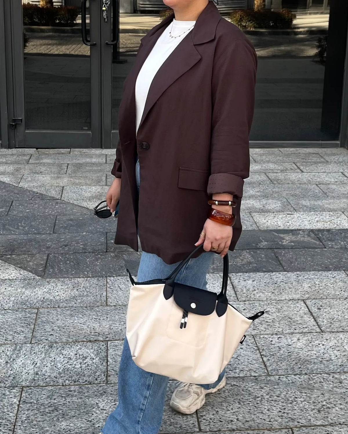 Chic Minimalist Linen Blazer - Brown